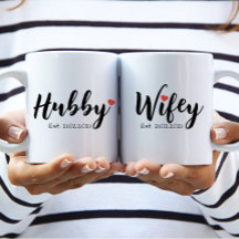 Hubby & Wifey Couple Mug (Personnaliser Hubby)