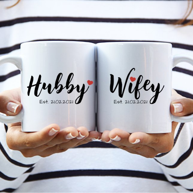 Hubby & Wifey Couple Tasse (Personalize Wifey) (Von Creator hochgeladen)