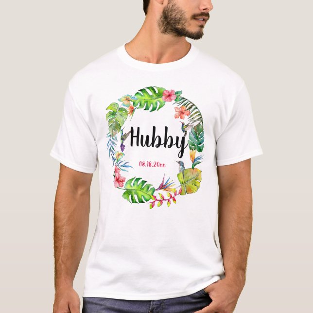 Hubby Wifey Tropical Hawaiian Newlyweds T-Shirt (Vorderseite)
