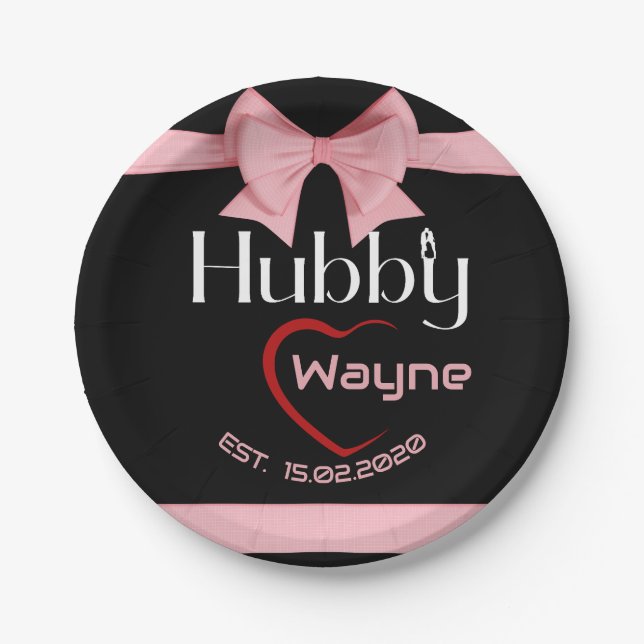 Hubby Wifey Wedding Anniversary Party Pappteller (Vorderseite)