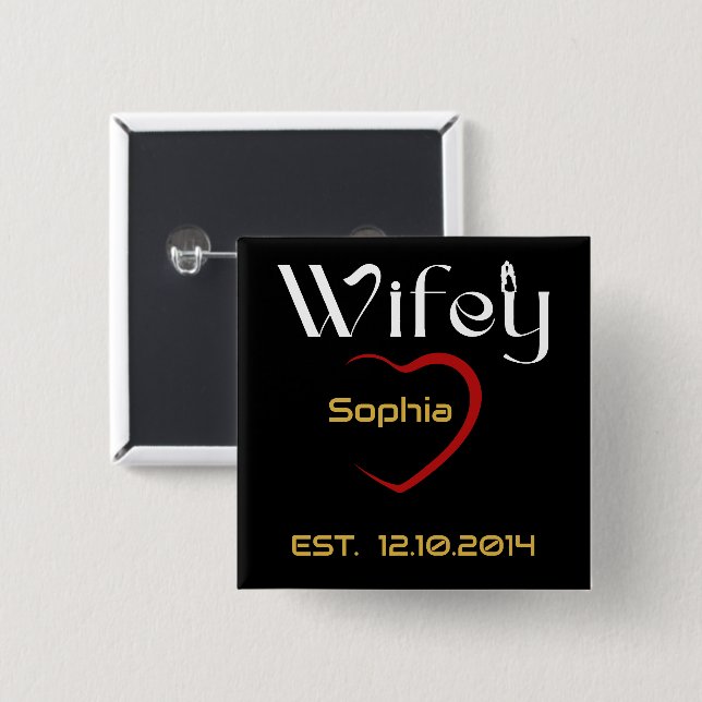 Hubby Wifey Wedding-Geschenk Button (Vorne & Hinten)