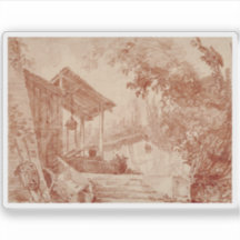 Hubert Robert: Bauernhof mit zwei Figuren von eine