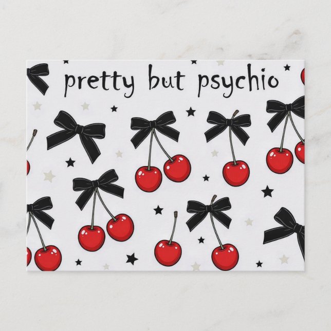 Hübsch, aber psycho Cherry Bow Coquette  Postkarte (Vorderseite)