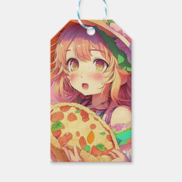 Hübsch Anime Girl Holding a Pizza Geschenkanhänger