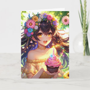 Hübsch Anime Girl Personalisiert Geburtstag Karte