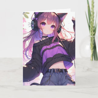 Hübsch Anime Girl Personalisiert Geburtstag Karte