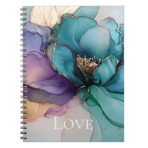 Hübsch Aqua Blau Lila Gold Blumenliebe Notizblock