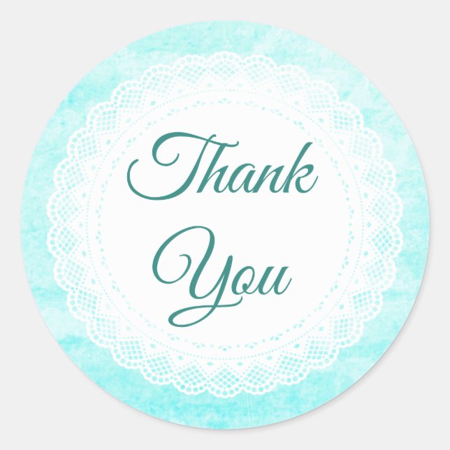 Hübsch Aqua Blue Danke Stickers (Vorderseite)