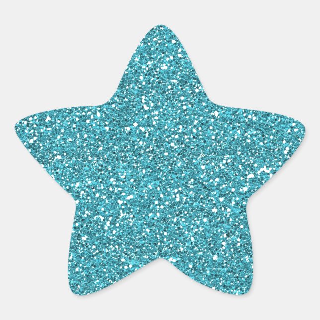 Hübsch Aqua Blue Funkelnd Glitzer Stern-Aufkleber (Vorderseite)
