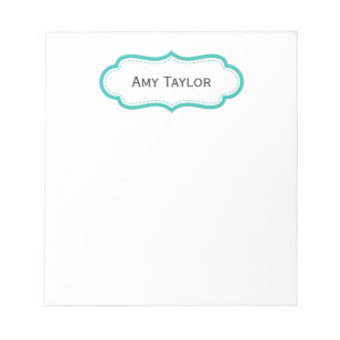 Hübsch Aqua Green Personalisiert Name Notepad Notizblock