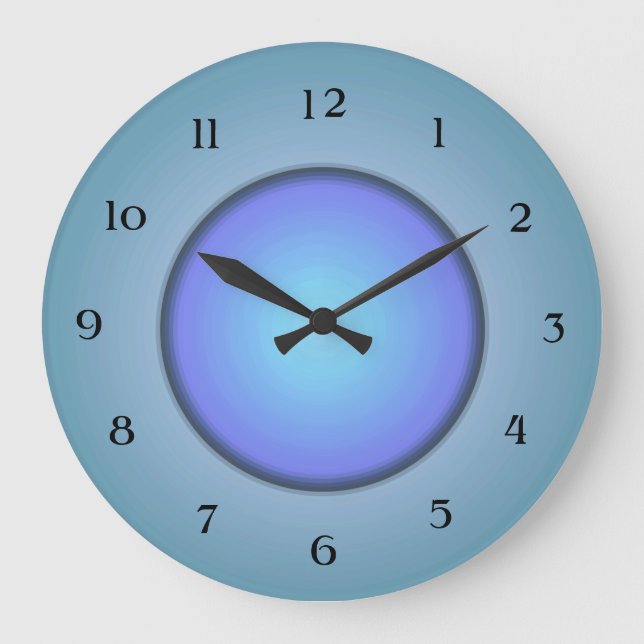 Hübsch Aquamarin mit Mauve/Aqua > Wall Clock Große Wanduhr (Vorderseite)