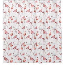 Hübsch, Aquarell, rosa Flamingos Duschvorhang