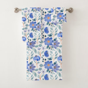 Hübsch Baby Blue Cornflower Blumenmuster Badhandtuch Set