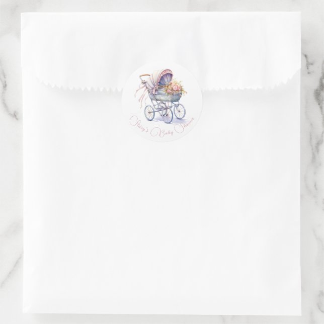 Hübsch Baby Pram Runder Aufkleber (Tasche)