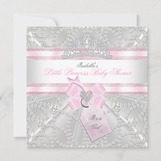 Hübsch Baby Shower Girl Little Princess Diamonds Einladung (Vorderseite)