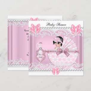 Hübsch Babydusche Niedlich Girl Pink Vintag Einladung