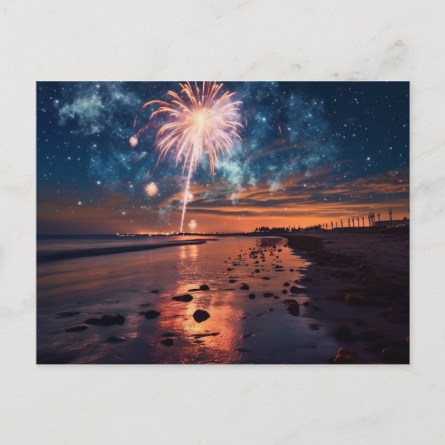 Hübsch Beach Fireworks Postkarte (Vorderseite)