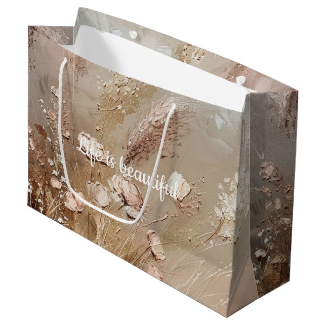 Hübsch Beige Blush Boho Brautparty Große Geschenktüte (Vorderseite Schrägansicht)