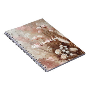 Hübsch Beige Blush Pink Boho Floral Notizblock