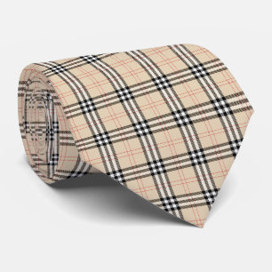 Hübsch Beige Kariert Tartan Krawatte