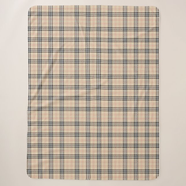 Hübsch Beige Kariert Tartan Sherpadecke (Vorderseite)