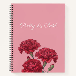 Hübsch & bezahlt mit Carnation Blume Notebook Notizbuch