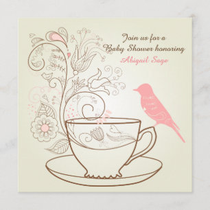 Hübsch Bird Tea Party Girls Kinderdusche Einladung