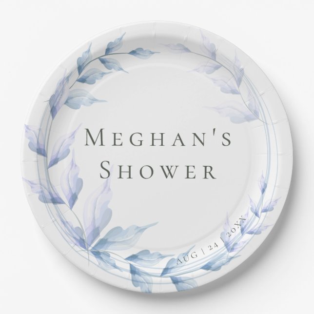 Hübsch Blale Lilac Dusty Blue Foliage Bridal Pappteller (Vorderseite)