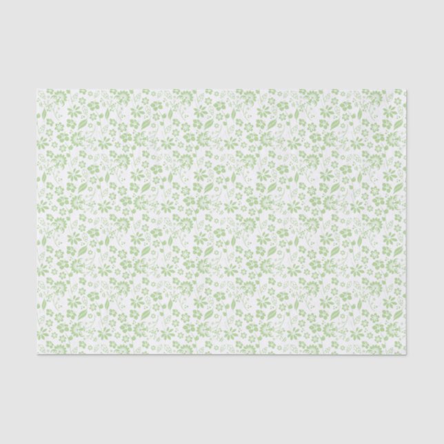 Hübsch blass grüne tropische Frühlingsblumen Seidenpapier (Vorderseite)