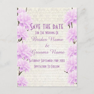 Hübsch blass lila Save the Date Ankündigungspostkarte