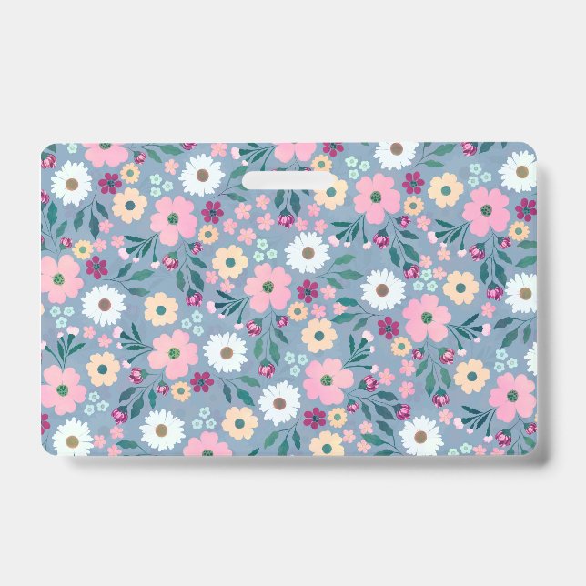 Hübsch Blau-Rosa-Blume Botanisch Ausweis (Vorderseite)