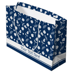 Hübsch-Blau-Rosen-Rosenknospe - Blumendruck Große Geschenktüte