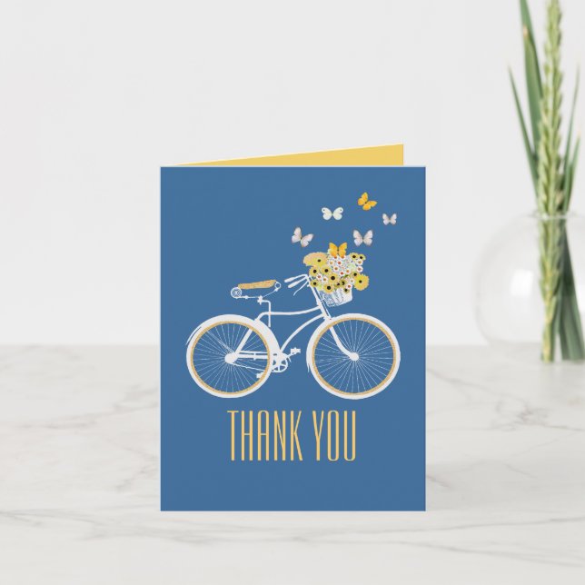 Hübsch Blau und Gelb Danke Note Card (Vorderseite)