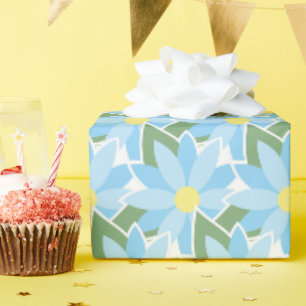 Hübsch Blau Weiß Outlet Blume Art Geschenkpapier