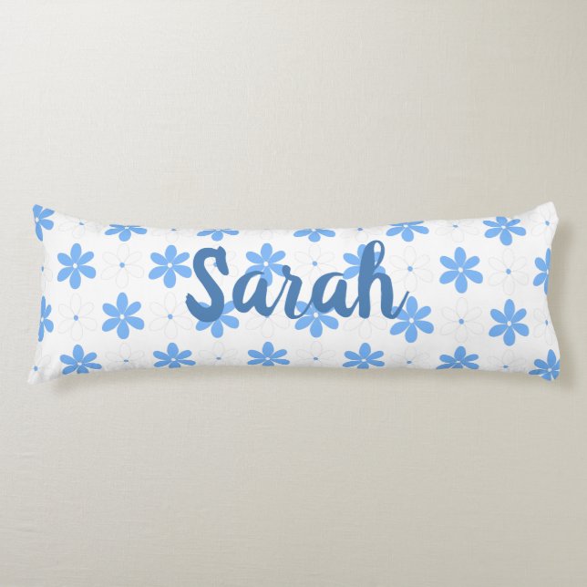 Hübsch Blau-weiße Daisy-Blume Symmetrische Blütenb Seitenschläferkissen (Vorderseite)