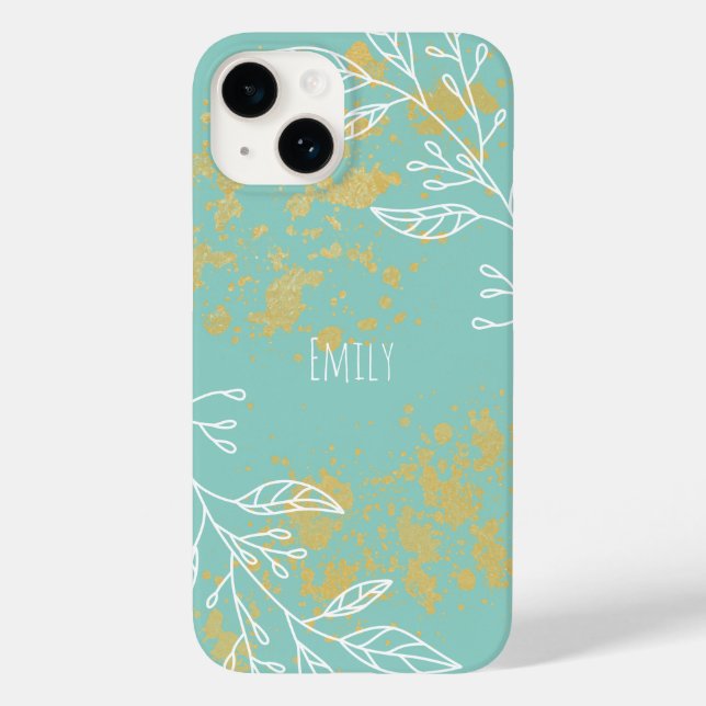 Hübsch Blaue Goldfolie Personalisiert Case-Mate iPhone 14 Hülle (Rückseite)