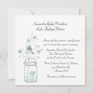 Hübsch Blue Bells & Mason Jar Hochzeit Einladung