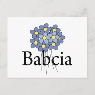 Hübsch Blue Blume Babcia T - Shirt Postkarte