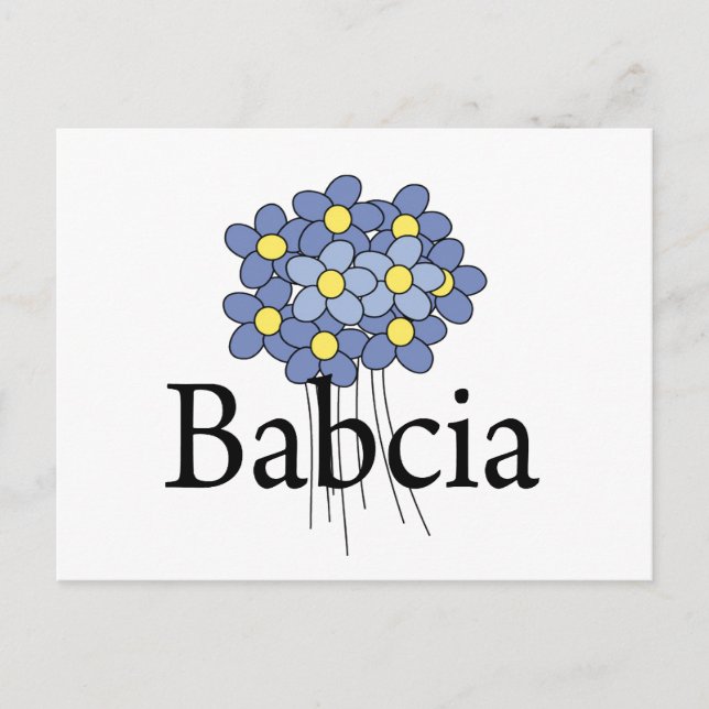 Hübsch Blue Blume Babcia T - Shirt Postkarte (Vorderseite)