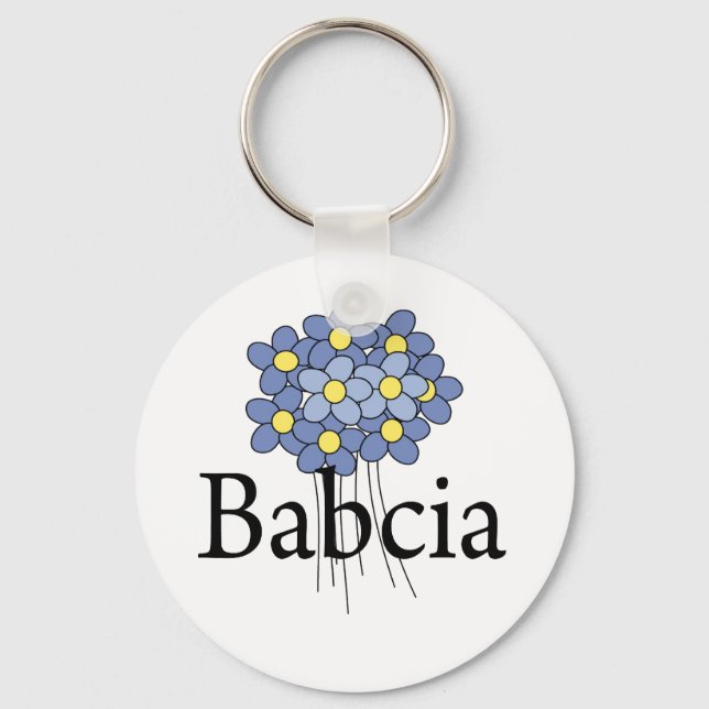 Hübsch Blue Blume Babcia T - Shirt Schlüsselanhänger (Vorderseite)