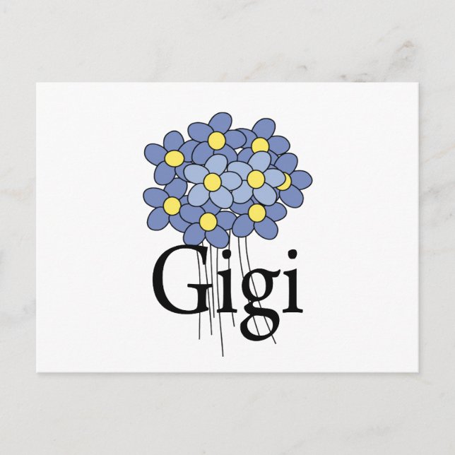 Hübsch Blue Blume Gigi T - Shirt Postkarte (Vorderseite)