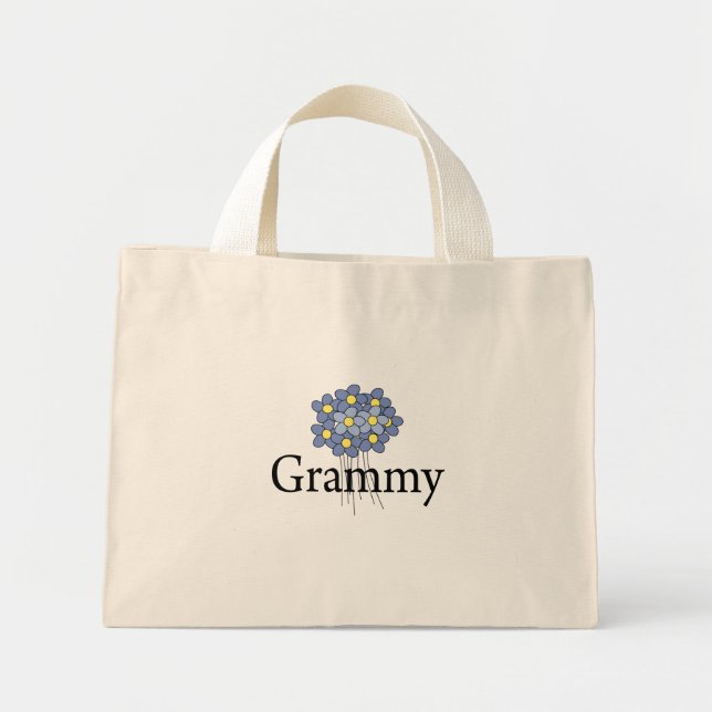Hübsch Blue Blume Grammy T - Shirt Mini Stoffbeutel (Vorne)