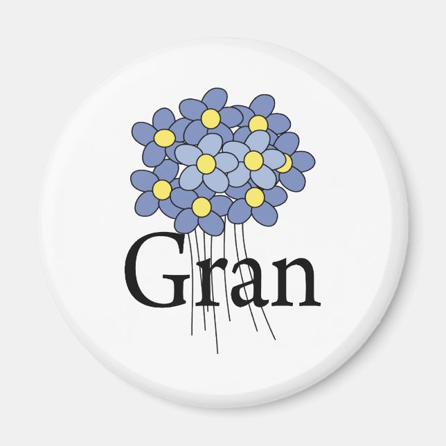 Hübsch Blue Blume Gran T - Shirt Magnet (Vorne)