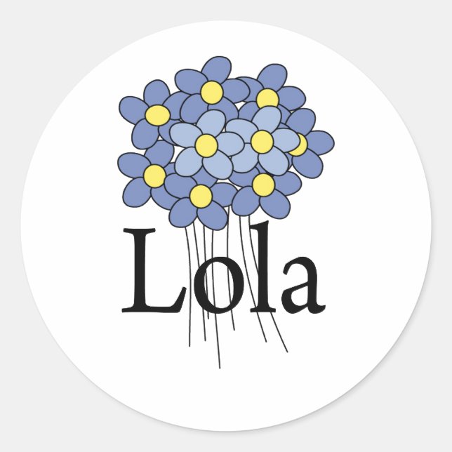 Hübsch Blue Blume Lola T - Shirt Runder Aufkleber (Vorderseite)