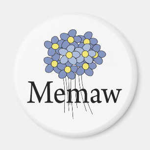 Hübsch Blue Blume Memaw T - Shirt Magnet