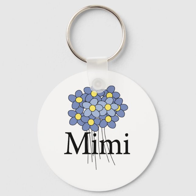 Hübsch Blue Blume Mimi T - Shirt Schlüsselanhänger (Vorderseite)