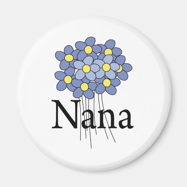 Hübsch Blue Blume Nana T - Shirt Magnet (Vorne)