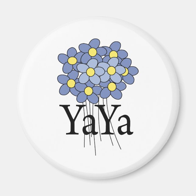 Hübsch Blue Blume YaYa T - Shirt Magnet (Vorne)