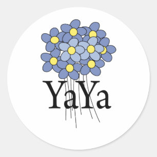Hübsch Blue Blume YaYa T - Shirt Runder Aufkleber