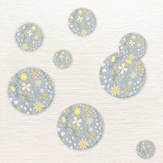 Hübsch Blue Botanic Wildblume Floral Konfetti (Wild flower yellow and powder blue modern table confetti)